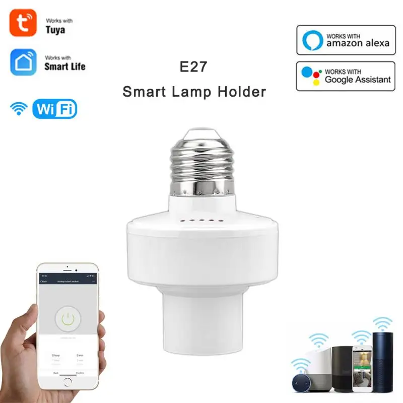 

WiFi Smart Light Bulb Adapter Holder E27 Smart Life/Tuya APP Wireless Voice Control Timer Lamp Base Work With Alexa Google Home