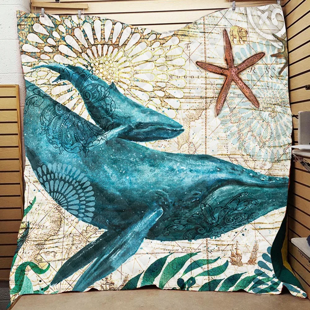 Океанский КИТ 3D принт домашний покрывало одеяло Королевский размер для детей