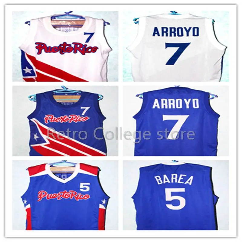 

#7 CARLOS ARROYO #5 Jose J.J. Barea TEAM PUERTO RICO JERSEY WHITE AUTHORIZED NEW SEWN any Custom name, number and sizes