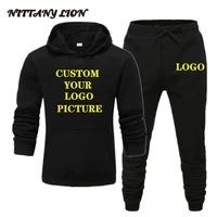 custom brand logo tracksuit men 2 piece set casual hoodies jogging sweatpants sportswear mens clothing size s 4xl autumn winter