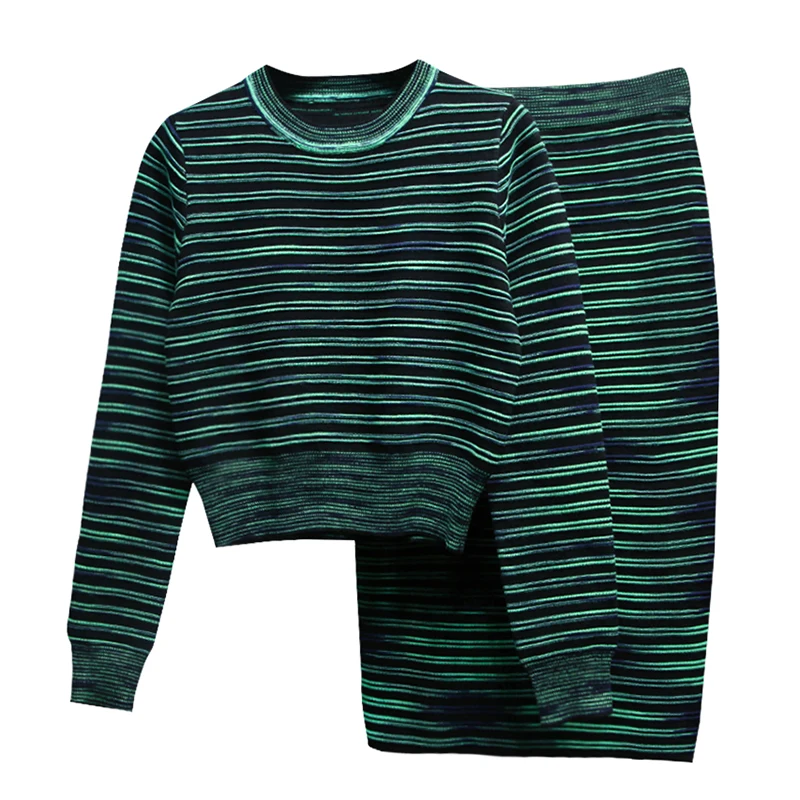 HIGH STREET Новый стильный 2020 осень зима Подиум костюм набор женский полосатый свитер