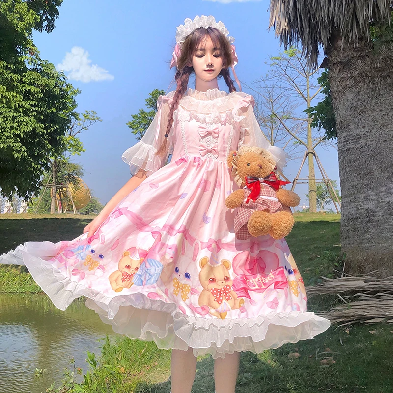 Милое Платье Лолиты винтажная японская кукла Лолита вечерние бантом Высокая