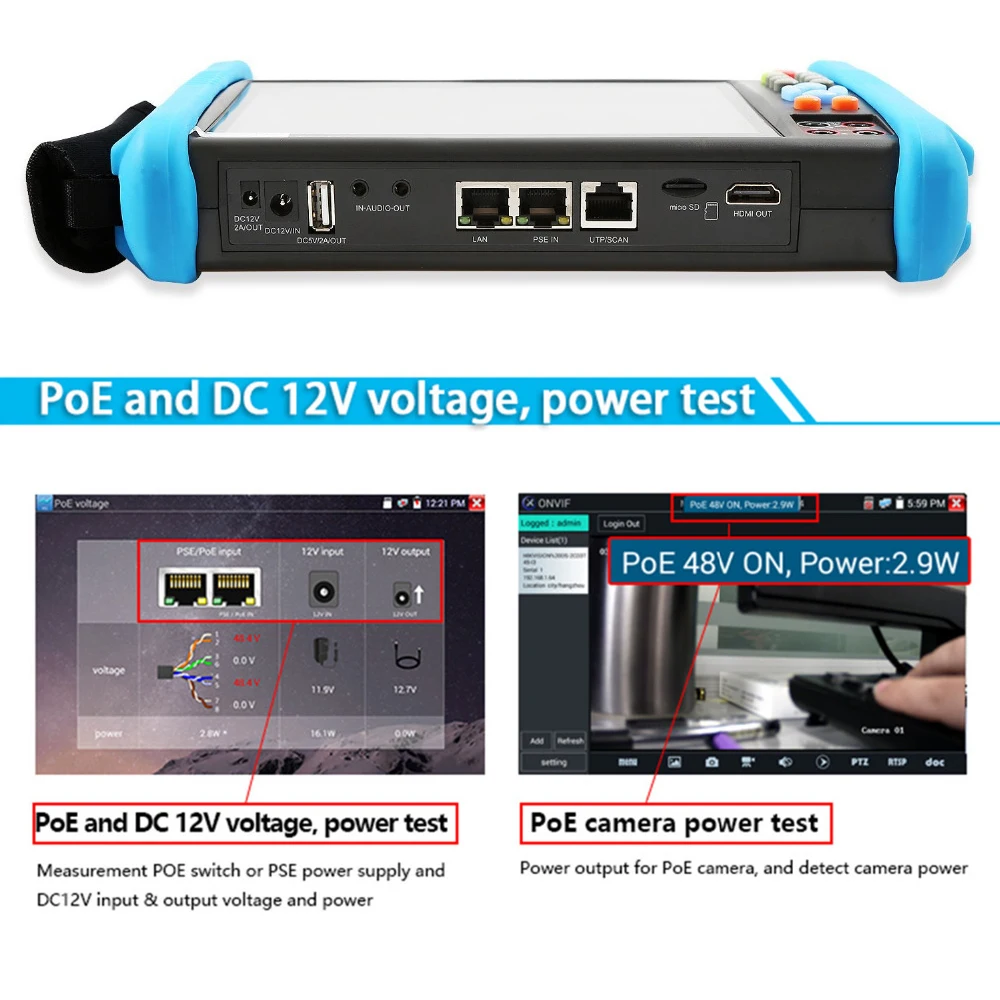 Новый 7 дюймов 6 в 1 IP HD CCTV тестер монитор аналоговый AHD TVI CVI SDI камера H.265 4K 8MP 4MP 5MP ONVIF