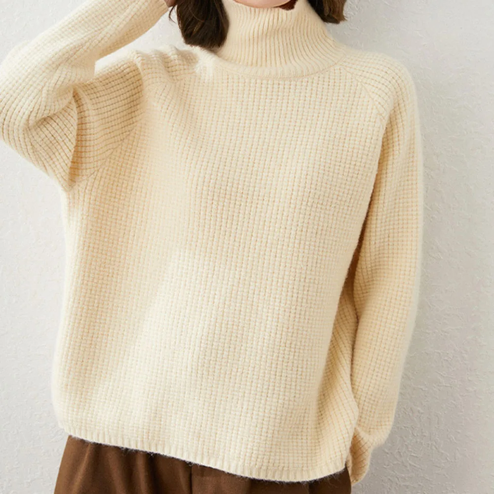

Women Cashmere Sweater 2021 Autumn Turtleneck Simplicity Warm Outer Wear Bottoming Pullovers Top Pure Wool Sweaters Casual Trend
