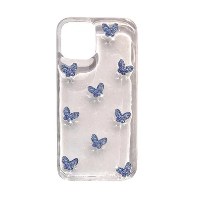 

Creative simple glitter butterfly transparent fairy phone case for Apple iPhone11 8 xs 12 soft shell