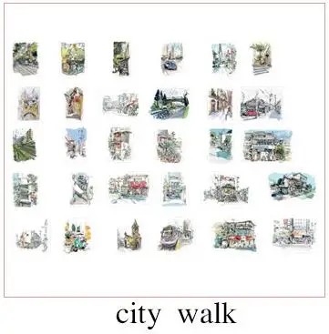 city walk 30 шт./упак. HD серной кислоты Бумага прозрачный Kawaii пуля журнал Стикеры одежда с принтом в виде собак Cat горшечные растения Еда для девочек школьные канцелярские принадлежности - Цвет: city walk