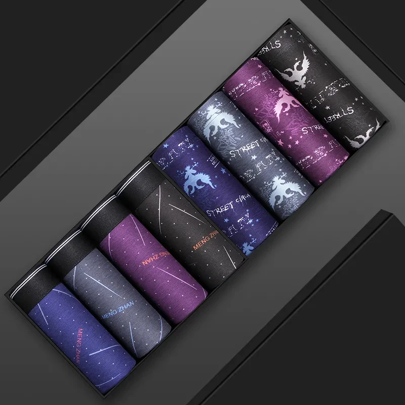 8Pcs/Lot Men's Underwear Youth Boxer Pants Cotton Oversized Shorts Medium Waist Adult Four Corner Underpants