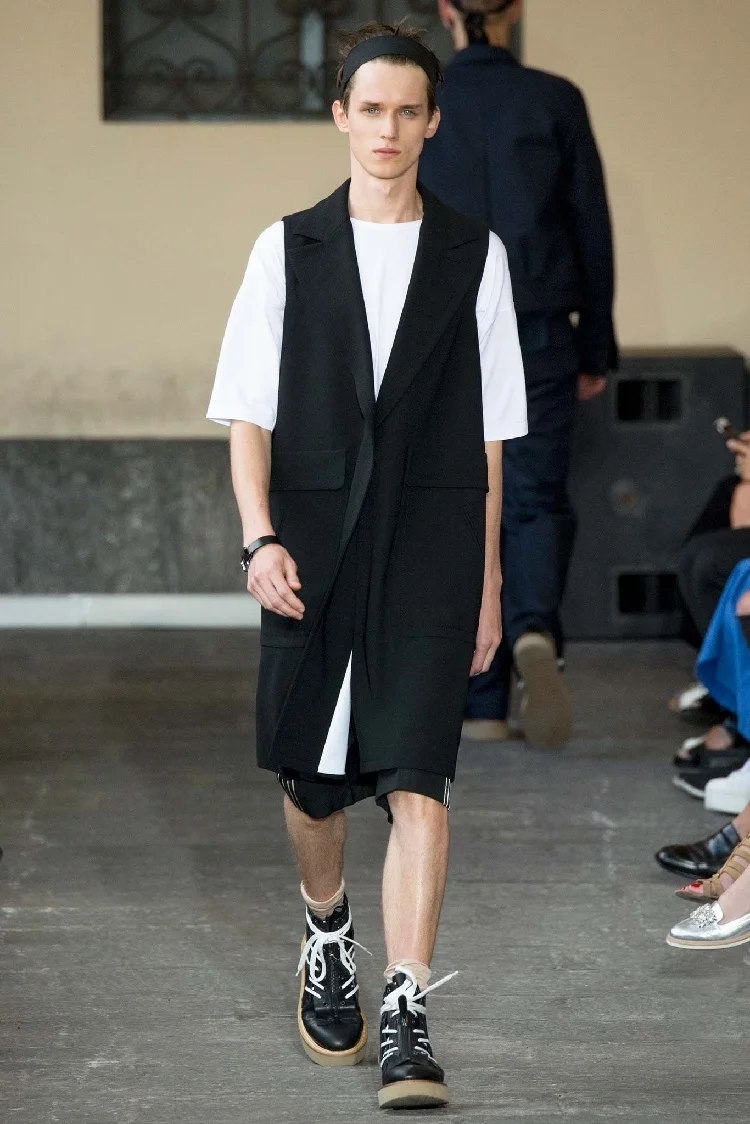 

Мужской Длинный жилет без рукавов, мужская одежда большого размера на заказ