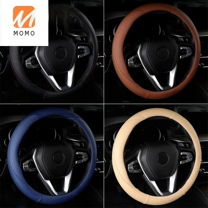 

Car Steering Wheel Cover Four Seasons Universal Non-Slip Leather Cover Steering Wheel Cover Linen Round D-Type Handle Cover