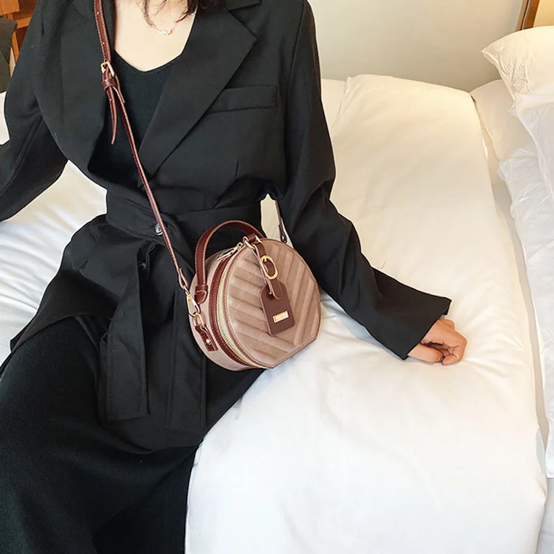 

Crossbody Bag For Women Luxury Handbags Women Bags Designer Leather Round Small Shoulder Bag Female Zip Purse