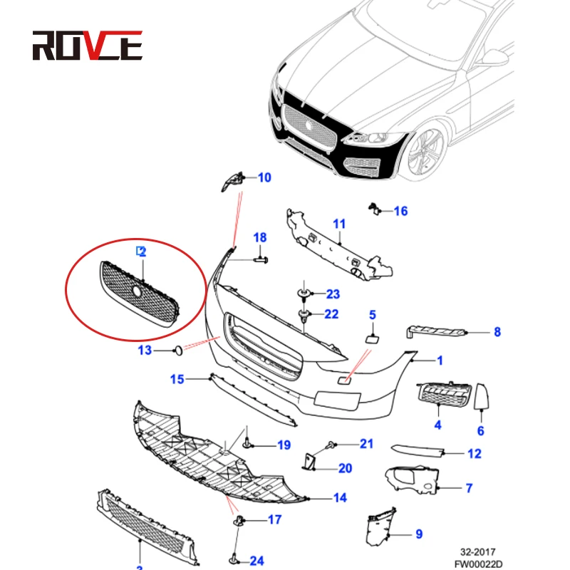 ROVCE верхняя решетка переднего бампера автомобиля сетка жаберная для Jaguar XF 2016
