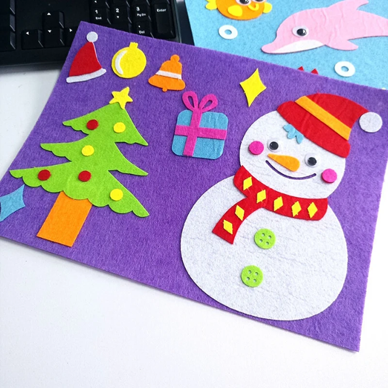 Милые DIY наклейки игрушки нетканый Войлок коллаж милые украшения s развивающие