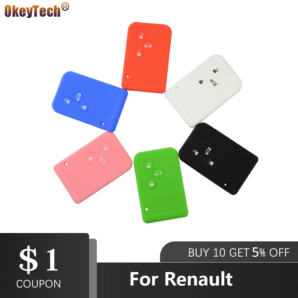 OkeyTech силиконовый чехол для автомобильного ключа с 3 кнопками Renault Clio Megane 4 Scenic 2 Koleos