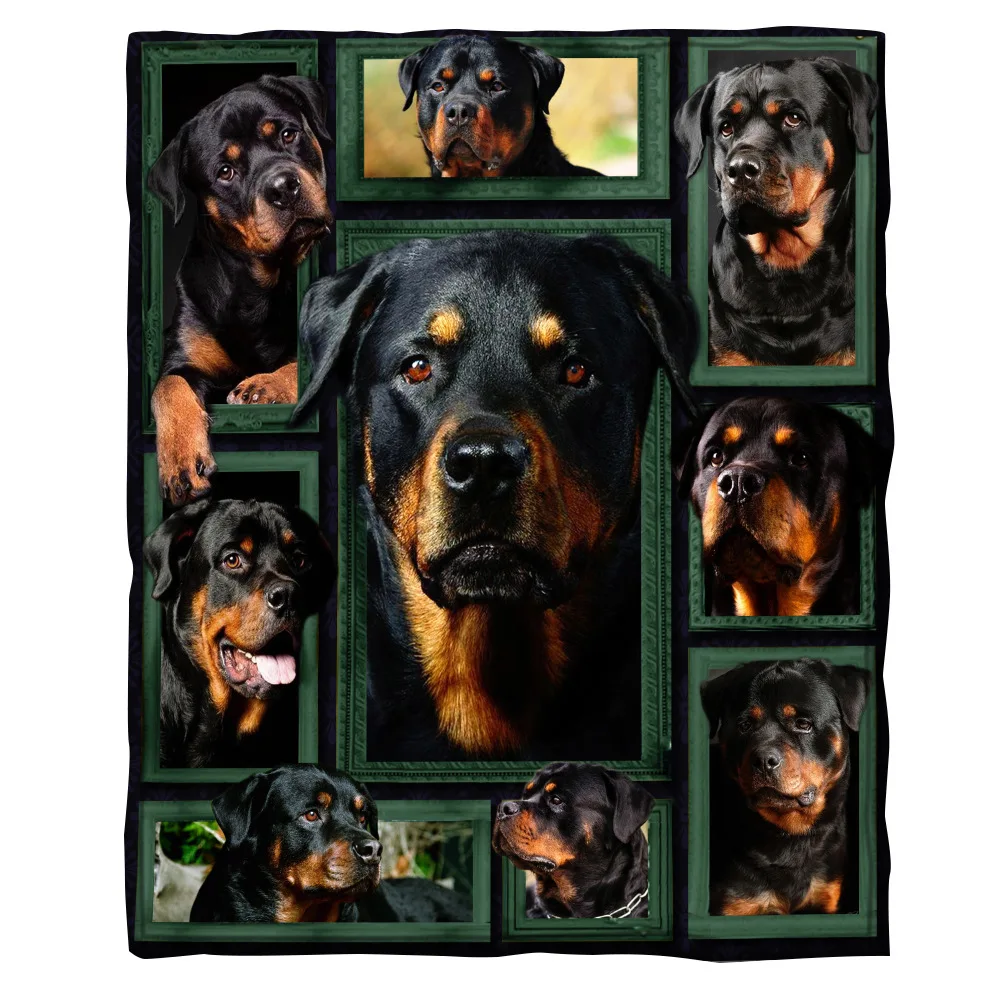 

Rottweiler Fleece Blanket full printed Wearable Blanket Adults/kids Fleece Blanket Sherpa Blanket Drop