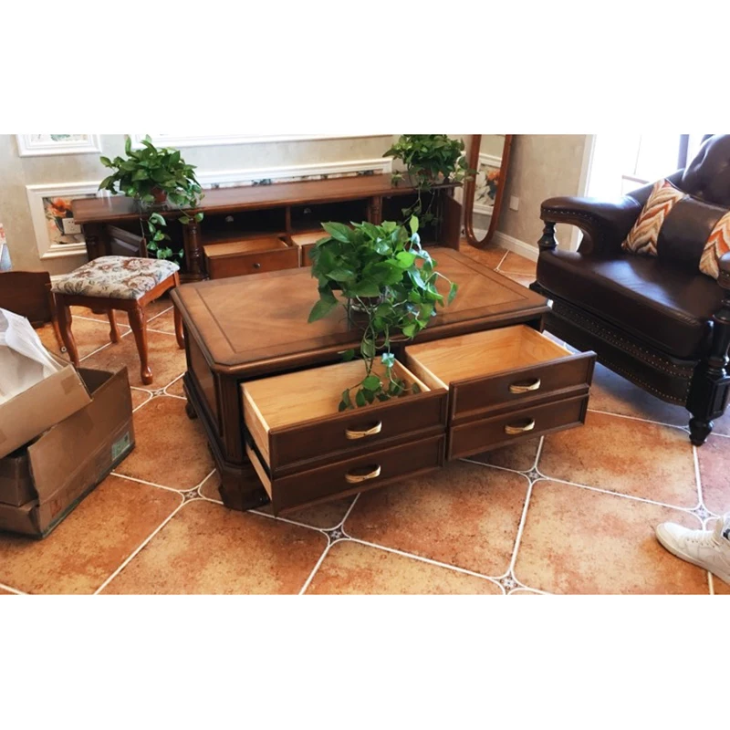 Современный роскошный журнальный столик из массива дерева коричневого цвета с