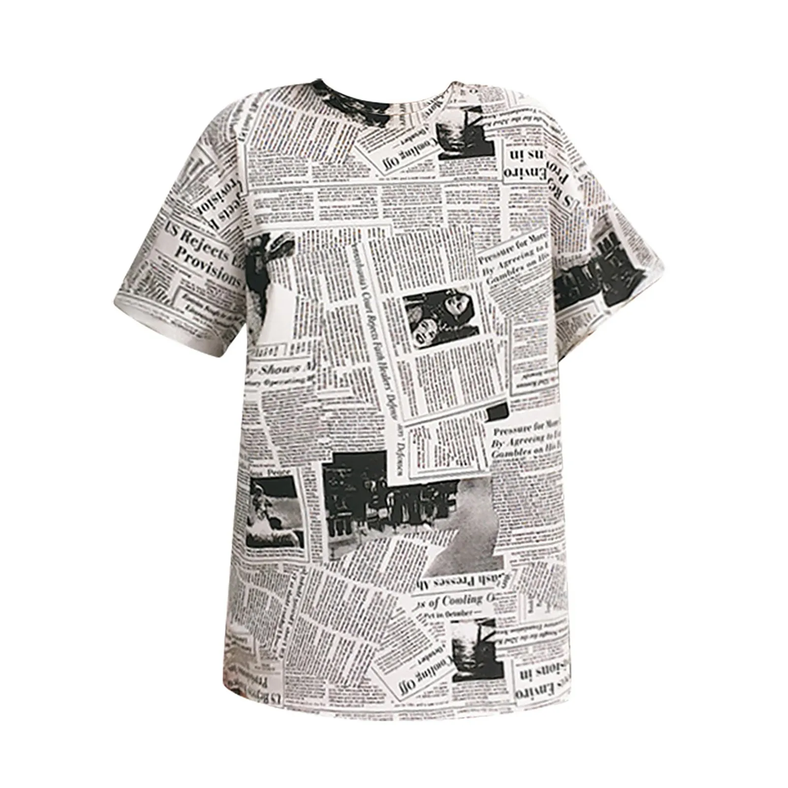 Женская модная футболка с принтом газетных персонажей и круглым вырезом удобный