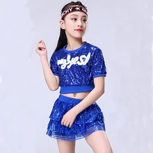 Girl Jazz Dancing Costume Children Stage Performance Dance Wear High Quality Sequin Hip Hop Jazz Dan