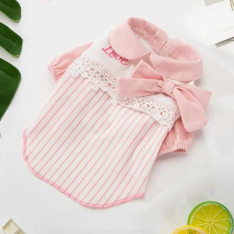 Милые рубашки для щенков розового цвета одежда домашних животных крутая Модная