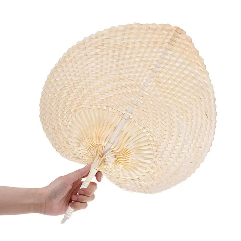 

Chinese Style Handmade Straw Fan Hand-woven Palm Leaf Hand Woven Fan Summer Cooling Mosquito Repellent Hand Fans