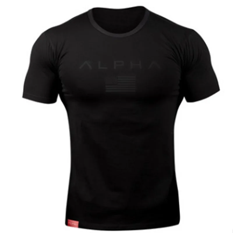 Мужские хлопковые спортивные футболки для бега с коротким рукавом и круглым