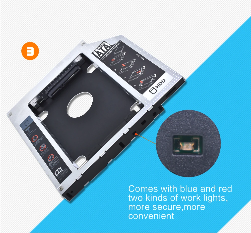 Tishric Алюминий 2nd Hdd Caddy 12 7 мм SATA 3 0 Корпус жесткого диска адаптер DVD HDD отсек для
