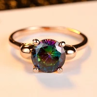 dark green zircon ladies rainbow crystal ring fashion charm metal ring colorful zircon gift set party party ring jewelry gift