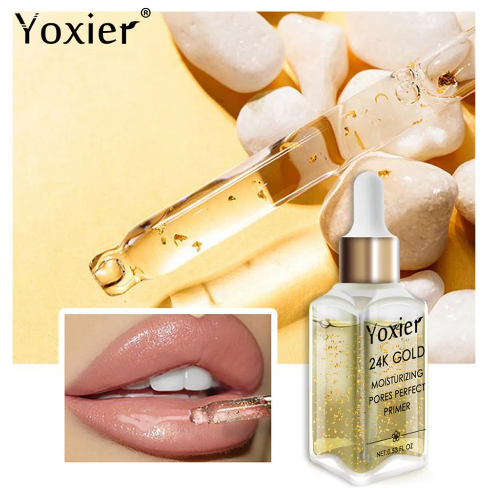 

24K Gold Face Serum Shrink Pores Makeup Primer Moisturizing Oil Control Invisible Pores Anti-wrinkle Hyaluronic Acid Skin Care