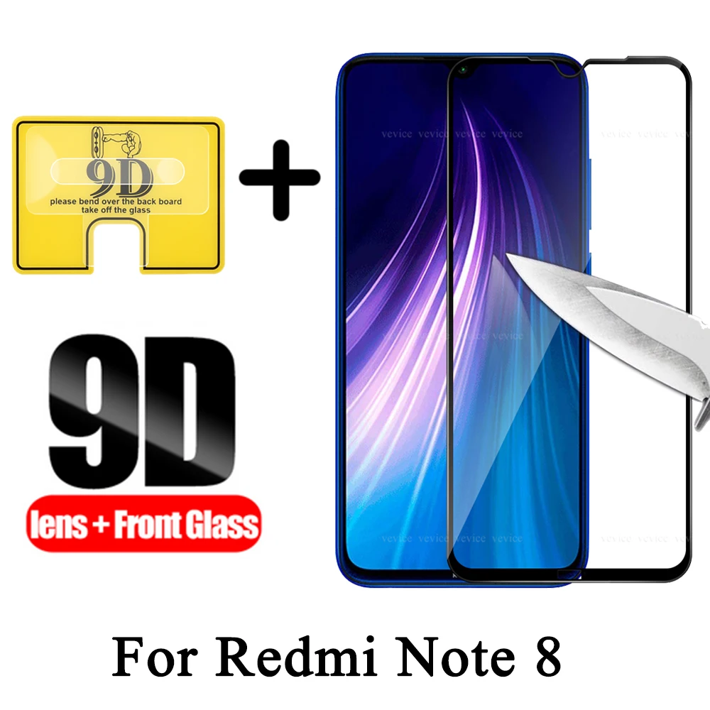 Закаленное стекло 9D 2 в 1 для Xiaomi Redmi Note 7 8 Pro защита экрана от царапин камеры чехол 7A