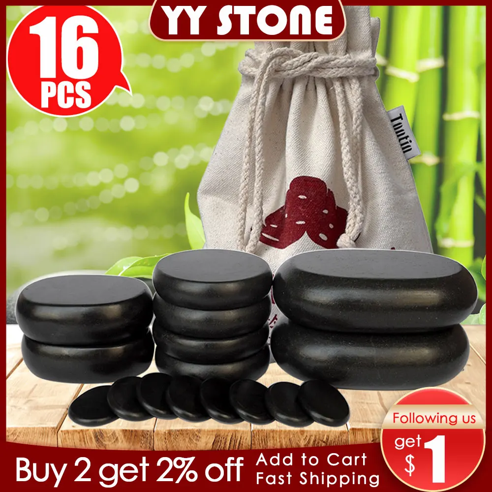 Tontin big size Hot Stone Massage Set Relieve Stress Back Pain Health Care Acupressure Lava Basalt Stones for Healthcare