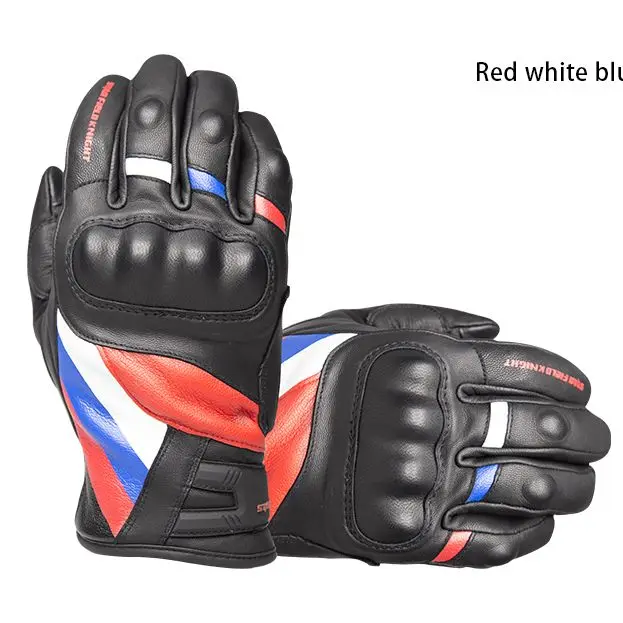 SFK Black Red Retro Vintage Leather Motorcycle Full Finger Touch Screen Racing Gloves Motorbike Riding Motocross Accessories enlarge