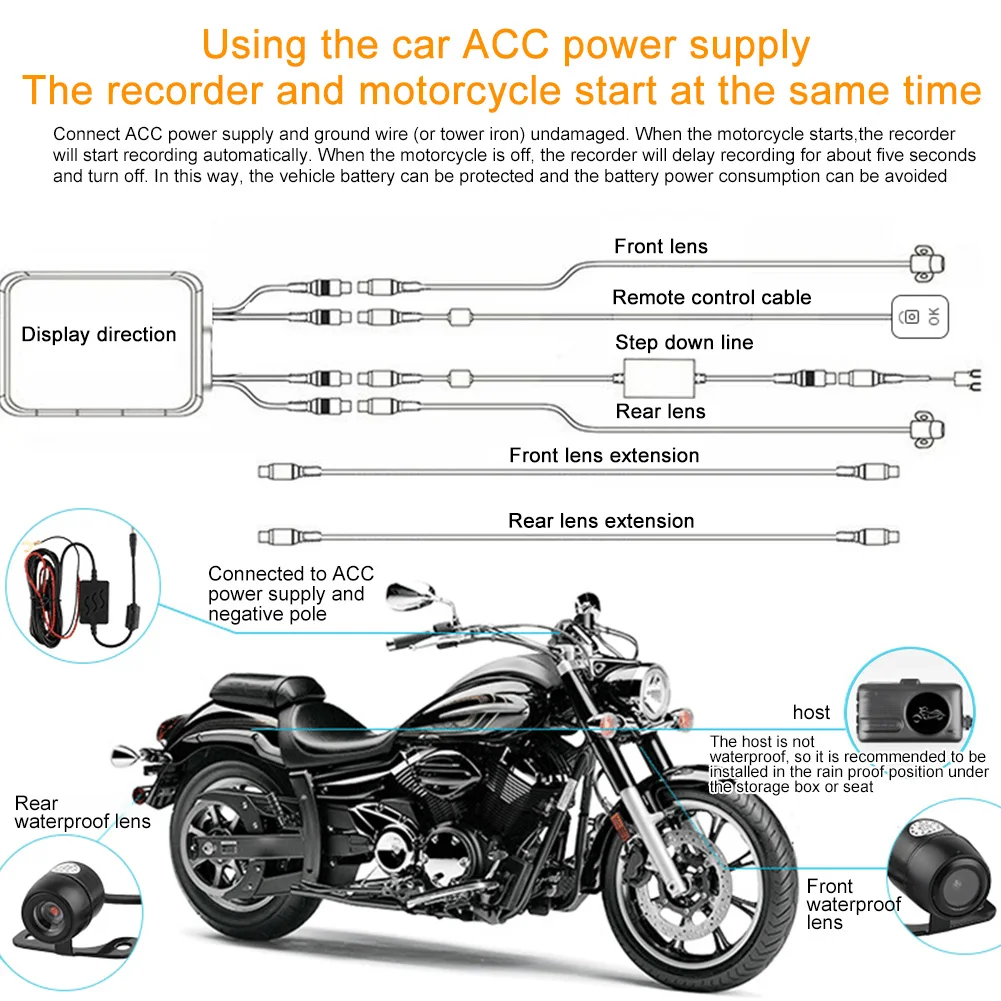 

3inch DVR Dash Cam Motorcycle Universal Electronic HD 1080P Front Rear Camera LCD Waterproof Video Night Vision Driving Recorder