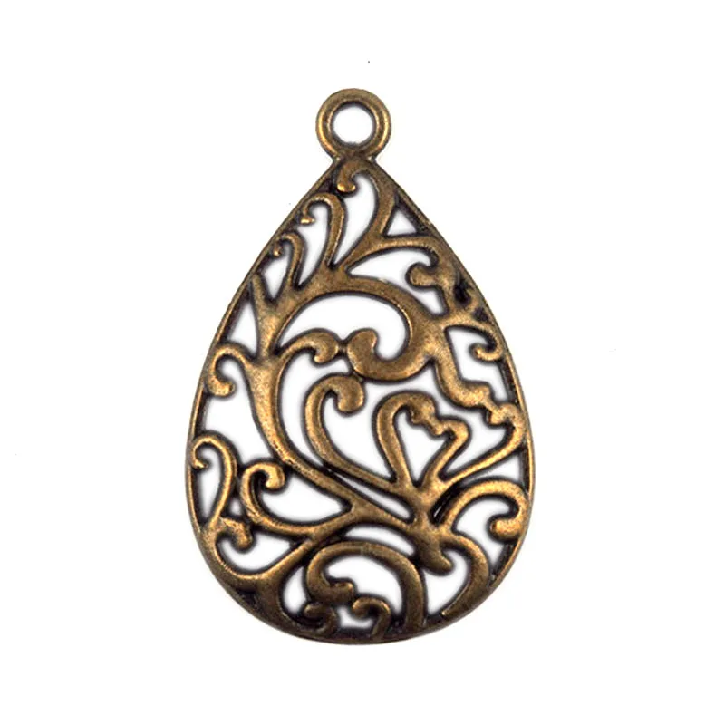 

Wholesale Hollow Droplets Pendant Retro Bronze Tone Leather Chain Style Necklace Pendant Alloy Jewelry Accessories 50pcs/lot: