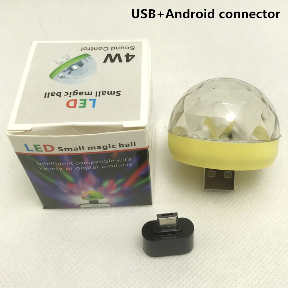 Yellow For Android Adeeing USB диско светильник светодиодный вечерние светильник s Портативный хрустальный магический шар красочный эффект сценический светильник для дома вечерние караоке Декор - Цвет: Yellow For Android