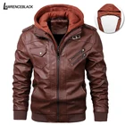 Куртка мужская демисезонная с капюшоном, из ПУ кожи