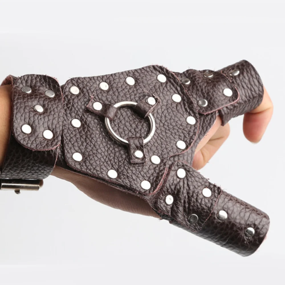 

Hand Protection Fishing Leather Fishing Supplies Two Finger Protection Hands Cover for Outdoor Fishing (Coffee)