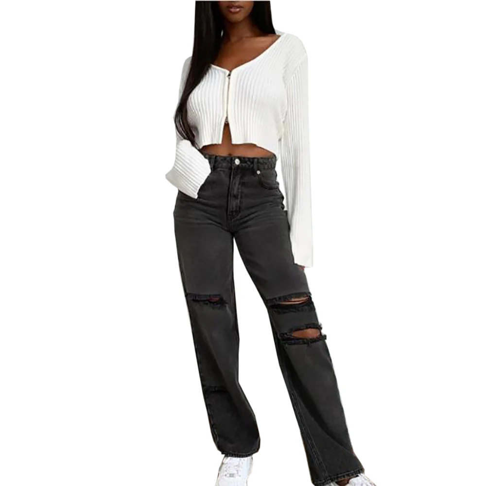 

Женские рваные джинсы, эластичные узкие брюки-карандаш, повседневные, большого размера, 2021