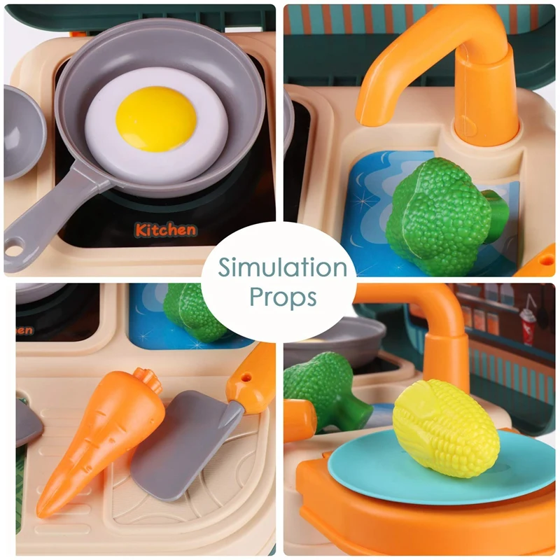 

21 PCS 3-in-1 Kitchen Cooking Toys Backpack Pretend Play Chef Cooking Kitchen Set Kids Kitchen Playset Toys
