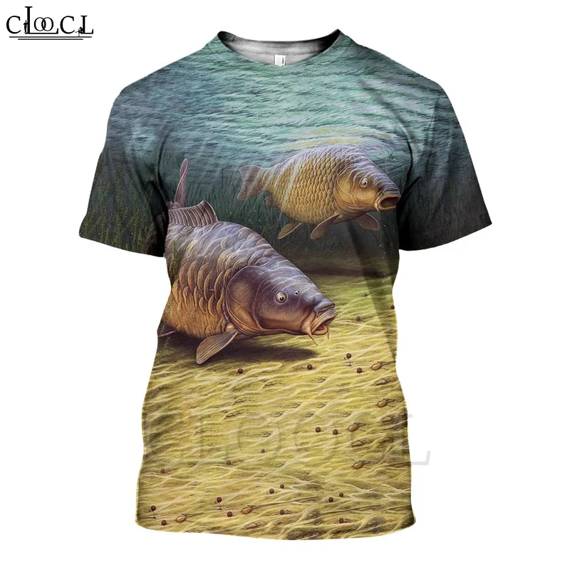 Модная мужская футболка CLOOCL с животными рыбками 3D принтом рыбалка искусство
