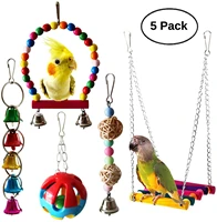 5pcs bird parrot toys hanging bell pet bird cage hammock swing toy small parakeets cockatiels conures macaws love birds finches