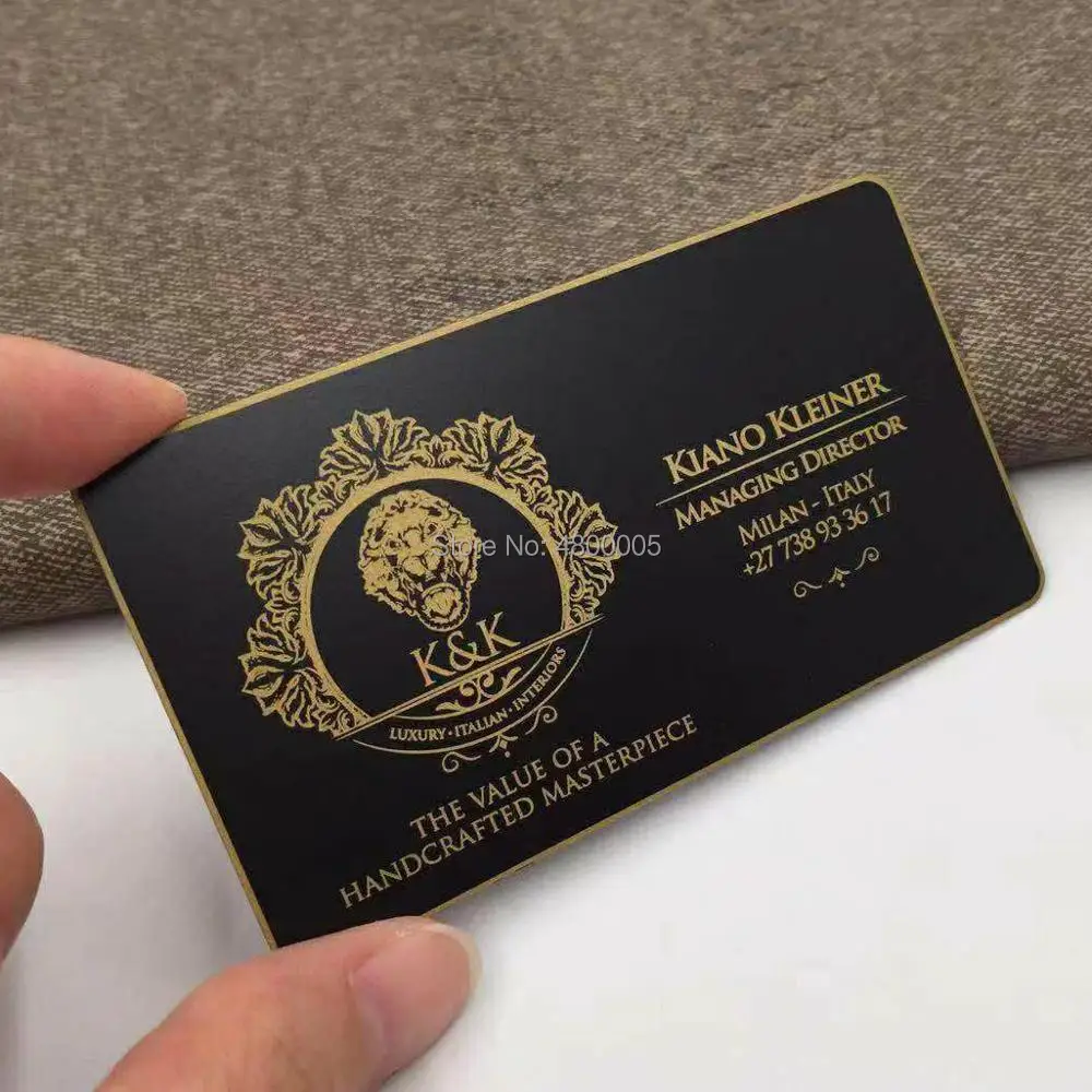 2021 высококачественная черная металлическая визитная карточка по