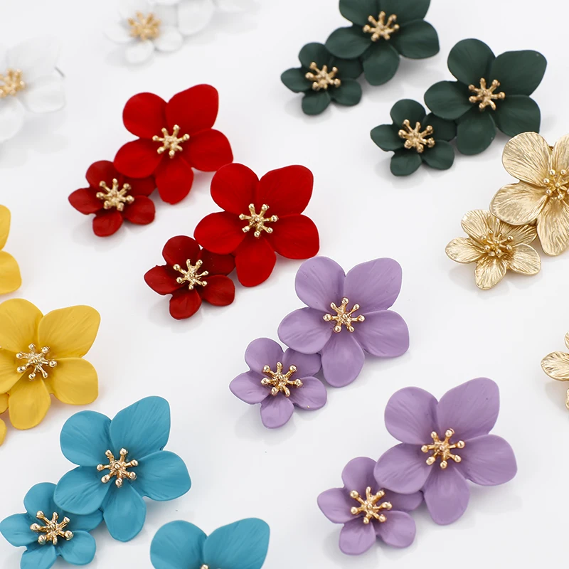 Женские двойные серьги подвески AENSOA в этническом стиле 7 цветов массивное