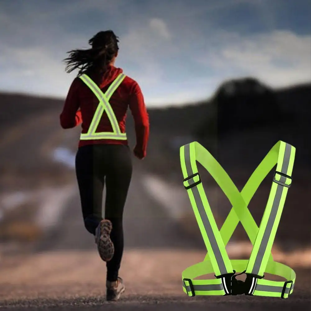 

1pcs Highlight Reflective Straps Night Work Security Safety High Sports Safety Vest Visibility Cycling Reflective Ru P9r2
