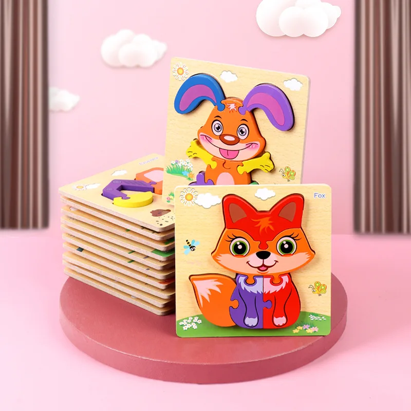 

Baby Wooden toy Wood Puzzle Wooden 3D Puzzle Jigsaw Animal Traffic Baby Puzzle Learning Educatioanl Montessori toys for Children