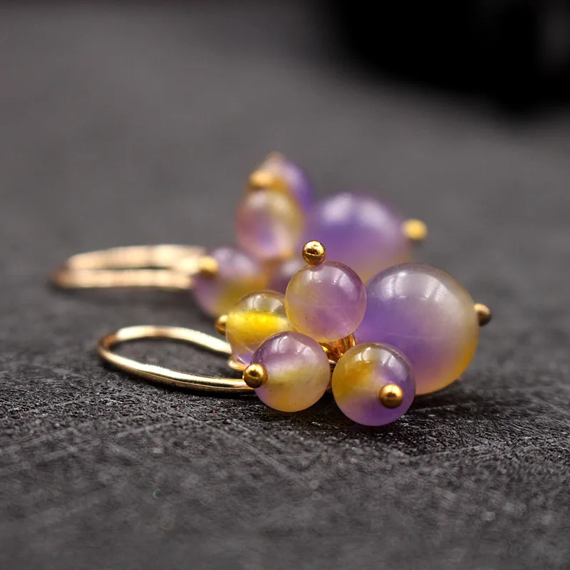 colorful purple Yanting висячие серьги ручной работы с натуральными камнями этнические массивные серьги женские подарки для женщин Красочные Brincos Новинка - Окраска металла: colorful purple