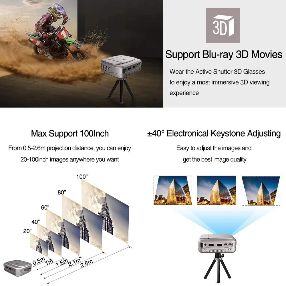 Смарт проектор E3W с Wi Fi видеопроектор для домашнего кинотеатра игрового ТВ