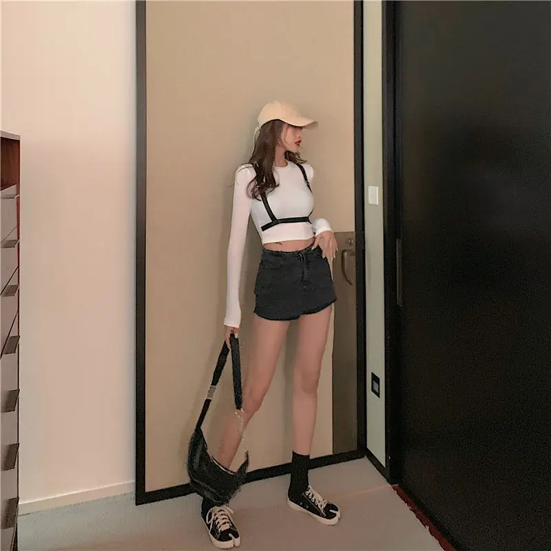 

Sexy T Shirt Women 2021 Spring Summer White T-Shirt Korean Style Woman Clothes Slim Tshirt Female Casual Long Sleeve Tops T22