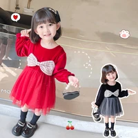 girl dress%c2%a0party evening gown cotton 2022 bow spring autumn flower girl dress for wedding%c2%a0vestido robe fille tutu kids baby chil
