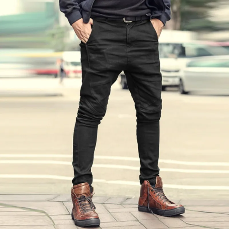 Spring 2020 Stretch Jeans Men Fashion Slim Fit Pencil Pants High Street Black Biker Cargo Casual Zipper Denim Trousers | Мужская одежда
