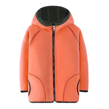 Boys Polar Fleece Jacket Kids Hooded Long Sleeve Autumn Girl Child Coat Embroidery Warm Children Outerwear Clothes - Цвет: Оранжевый