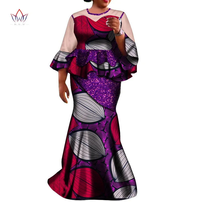 African woman dress Long Sleeves Print Tops and Skirt Sets for Women African Clothing 2 Pieces Skirt Set can be Customize WY7150